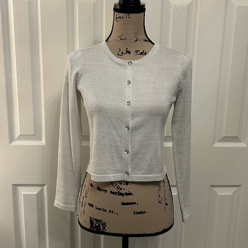 Chloe + Jasmine Elegant Silver Women's Cardigan. *CHECK MEASUREMENTS imo smaller
